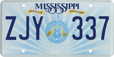 MS license plate ZJY337