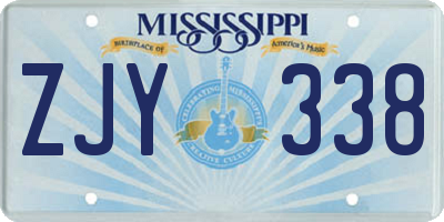 MS license plate ZJY338