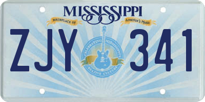 MS license plate ZJY341