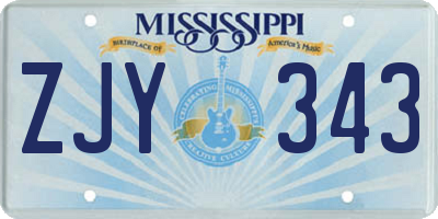 MS license plate ZJY343