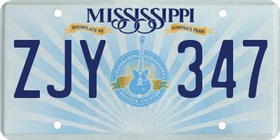 MS license plate ZJY347