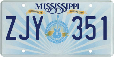 MS license plate ZJY351