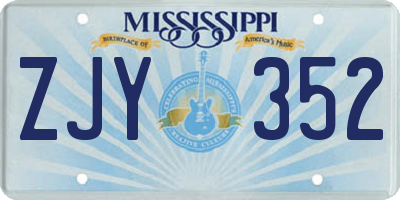 MS license plate ZJY352