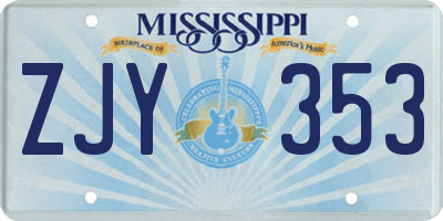 MS license plate ZJY353