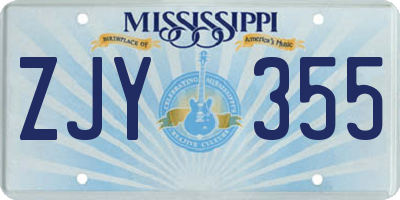 MS license plate ZJY355