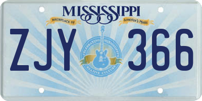 MS license plate ZJY366