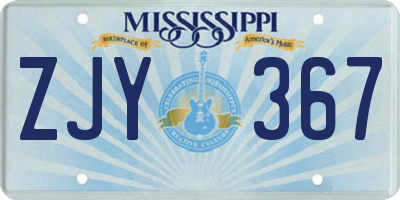 MS license plate ZJY367