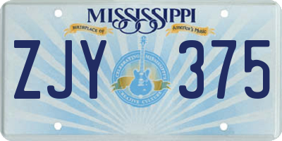 MS license plate ZJY375