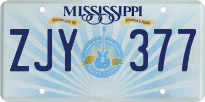 MS license plate ZJY377