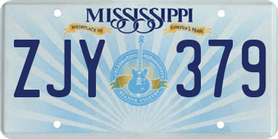 MS license plate ZJY379