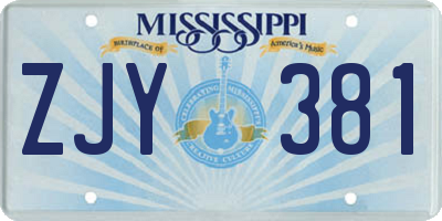 MS license plate ZJY381