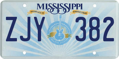 MS license plate ZJY382
