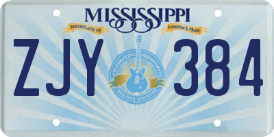 MS license plate ZJY384