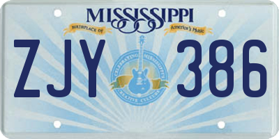 MS license plate ZJY386