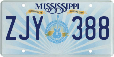MS license plate ZJY388