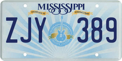 MS license plate ZJY389
