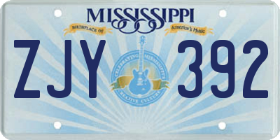 MS license plate ZJY392