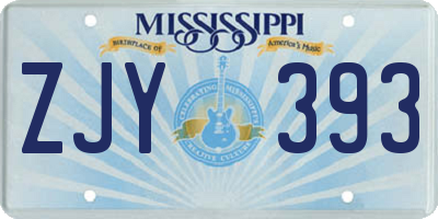 MS license plate ZJY393