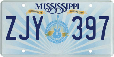 MS license plate ZJY397