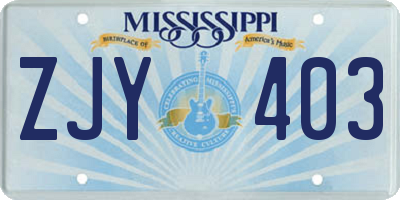 MS license plate ZJY403