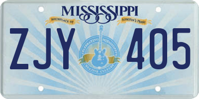 MS license plate ZJY405