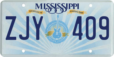 MS license plate ZJY409