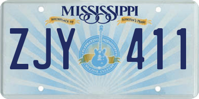 MS license plate ZJY411