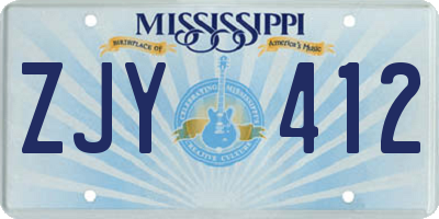 MS license plate ZJY412