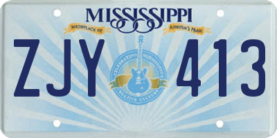 MS license plate ZJY413