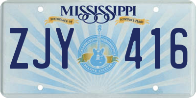 MS license plate ZJY416