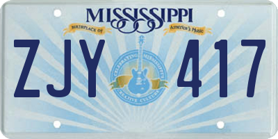 MS license plate ZJY417