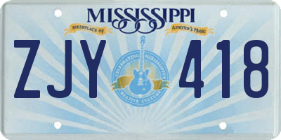 MS license plate ZJY418