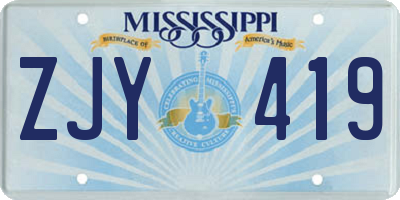 MS license plate ZJY419