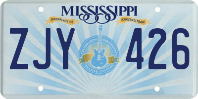 MS license plate ZJY426