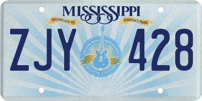 MS license plate ZJY428