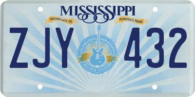 MS license plate ZJY432