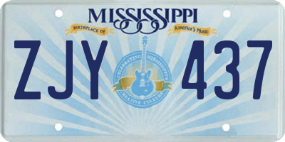MS license plate ZJY437