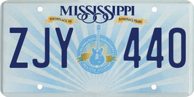 MS license plate ZJY440