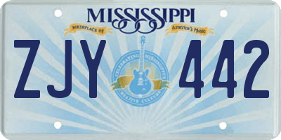 MS license plate ZJY442