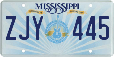 MS license plate ZJY445