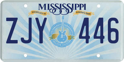 MS license plate ZJY446