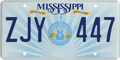 MS license plate ZJY447
