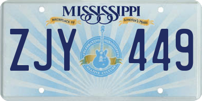 MS license plate ZJY449