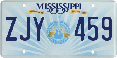 MS license plate ZJY459