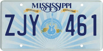 MS license plate ZJY461