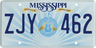 MS license plate ZJY462