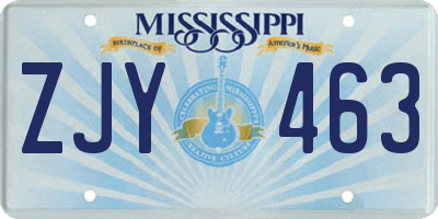 MS license plate ZJY463