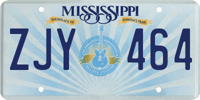 MS license plate ZJY464