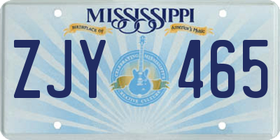MS license plate ZJY465