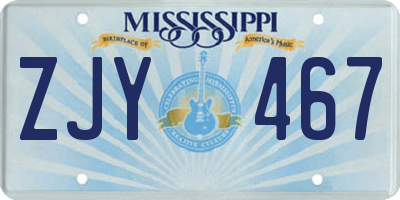 MS license plate ZJY467